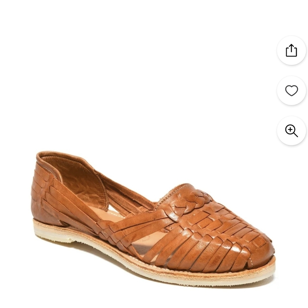Woven Leather Huarache Sandals - Tan